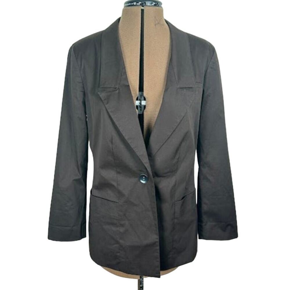 Chico's Women's Brown Animal Print‎ Lining Single Button Blazer Size Small